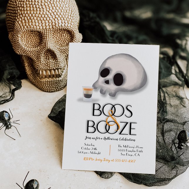 Convite Boos e Booze Moderno Festa de Halloween (Criador carregado)
