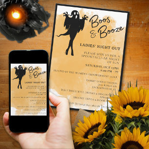 Convite Boos e Booze Senhoras Noite de Halloween Convidam