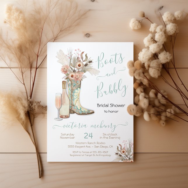 Convite Boots and Bubble Western Cowgirl Chá de panela (Criador carregado)