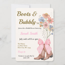Convite Boots and Bubbly Bridal Shower