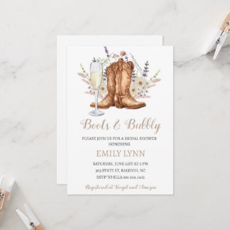 Convite Boots and Bubbly Western Bridal Shower Invitation