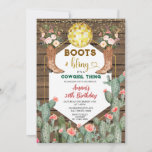 Convite Boots & Bling Cowgirl Thing Cactus 30th Birthday<br><div class="desc">EDITABLE Boots & Bling Cowgirl Thing Cactus 30th Birthday Invitation
Elegant Texas Cactus Wood Adult Mexican Birthday Invitation
Christmas Ornament Floral Western Cowboy & Southwestern Birthday</div>