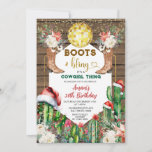 Convite Boots & Bling Cowgirl Wood Christmas 30th Birthday<br><div class="desc">EDITABLE Boots & Bling Cowgirl Wood Christmas 30th Birthday Invitation
Elegant Texas Cactus Wood Adult Mexican Birthday Invitation
Christmas Ornament Floral Western Cowboy & Southwestern Birthday</div>