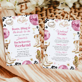 Convite Boots & Bling Pink Bachelorette Weekend Itinerary