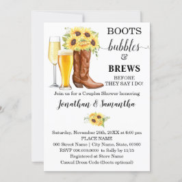 Convite Boots Bubbles and Breve Chá de casamento Girassóis