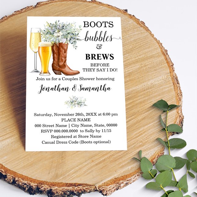 Convite Boots Bubbles and Brews chá eucalipto verde (Criador carregado)