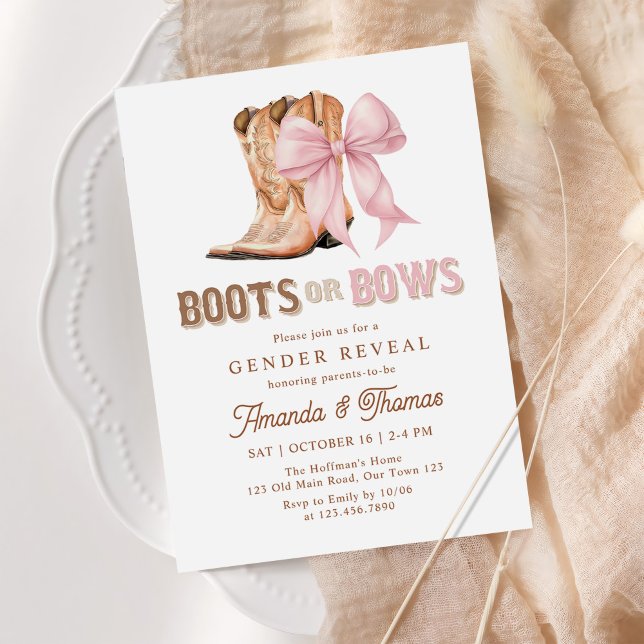 Convite Boots or Bows Western Gender Reveal (Criador carregado)
