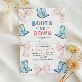 Convite Boots ou Arcos Gênero Revelam Rosa e Blue Invite