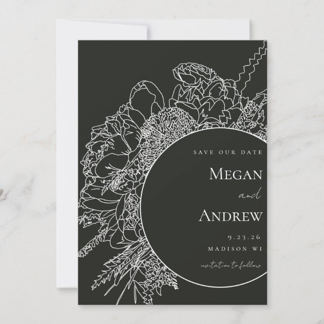 Convite Boquete Floral Moderno e Elegante Salve a Data (Frente)