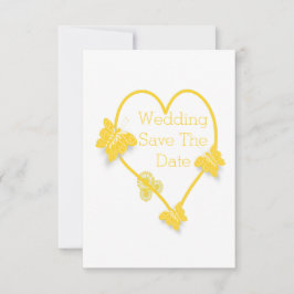 Convite Borboleta Amarela Coração Salva A Data