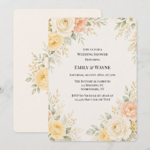 Convite Borboleta Amarela Pêssego & Marfim Floral Casament