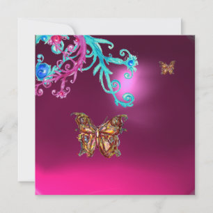 Convite BORBOLETA  Ametista, roxo azul rosa brilhante verm