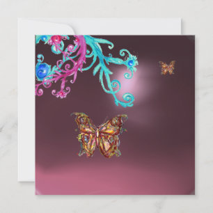 Convite BORBOLETA  Ametista, roxo azul rosa brilhante verm