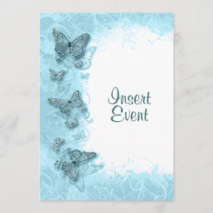 Convite Borboleta azul elegante casamento aniversário