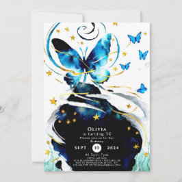 Convite Borboleta Azul Pastel Aniversário