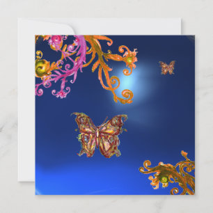 Convite BORBOLETA AZUL SAFIRA, rosa brilhante amarelo mar