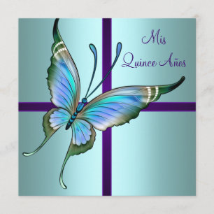 Convite Borboleta Azul Turquesa Quinceanera