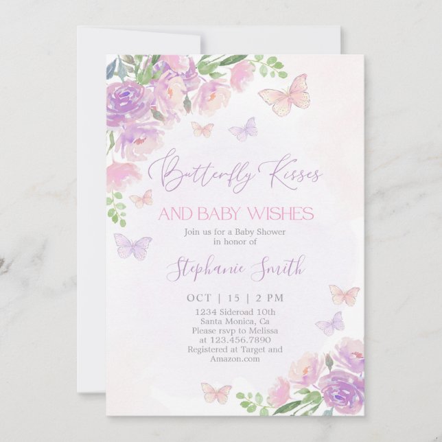 Convite Borboleta Beija Chá de fraldas (Frente)