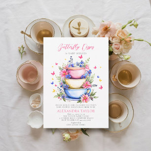 Convite Borboleta Beija Flores Selvagens Tea Baby Girl Chá
