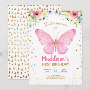 Convite Borboleta Beija Jardim Floral Confetti Aniversário