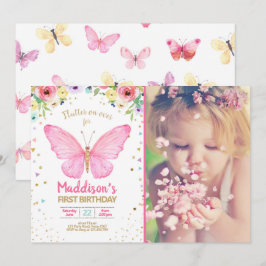 Convite Borboleta Beija Jardim Floral Confetti Aniversário