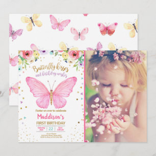 Convite Borboleta Beija Jardim Floral Confetti Aniversário