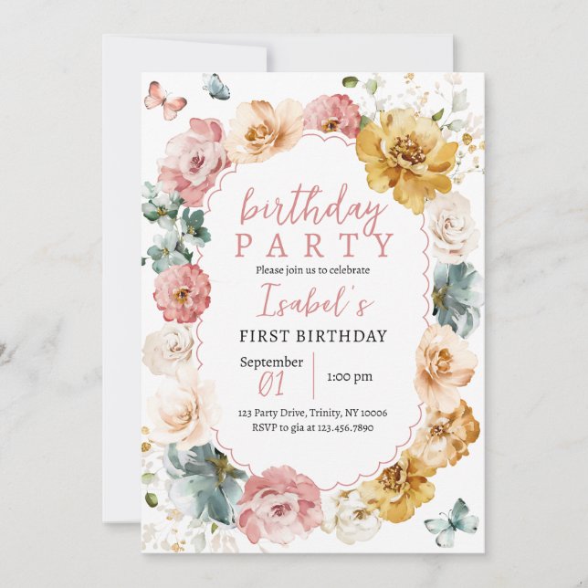 Convite Borboleta Birthday (Frente)