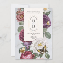 Convite Borboleta Blooms Casando Flores Modernas Verão