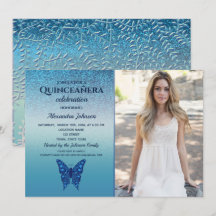 Borboleta Brilhante Azul Quinceañera