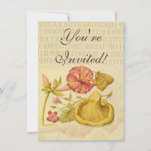 Convite Borboleta, Cogumelo, Flower Watercolor Art