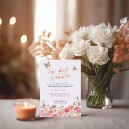 Convite Borboleta Coral Casamento Boho Floral