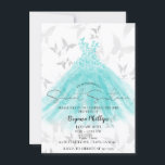 Convite Borboleta Dança Turquesa Vestido Docinho 16<br><div class="desc">Personalizar para qualquer evento</div>