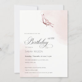 Convite Borboleta de Aquarela Escamosa, Cuja Idade Anivers