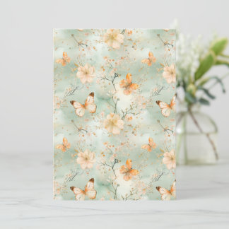 Convite Borboleta de Aquarela Floral Salvia Laranja