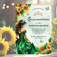 Borboleta de girassol Princesa Verde Quinceañera