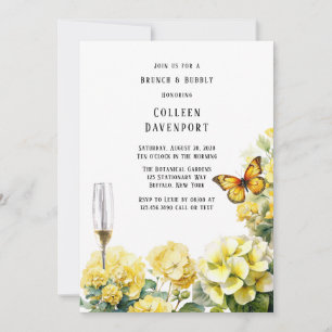 Convite Borboleta de Hydrangea Amarela Brunch e Bubble