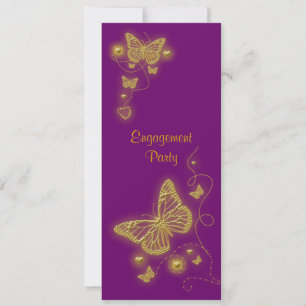 Convite Borboleta de ouro roxo elegante