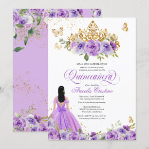 Convite Borboleta de Quinceañera e Flores de Aquarelas Ro