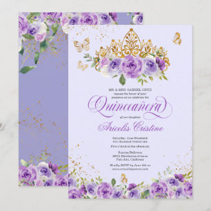 Convite Borboleta de Quinceañera e Flores de Aquarelas Ro