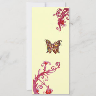 Convite BORBOLETA DOURADA, creme vermelho brilhante