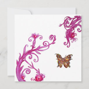 Convite BORBOLETA DOURADA, rosa brilhante branco