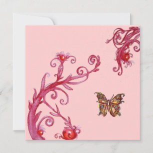 Convite BORBOLETA DOURADA, rosa brilhante vermelho