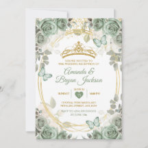 Borboleta Dourada Verde recepção de casamento Sage