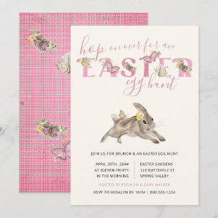 Convite Borboleta e coelho da Páscoa Brunch e Caça ao Ov