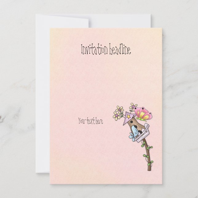 Convite Borboleta e encontro de pássaros na casa de pássar (Frente)