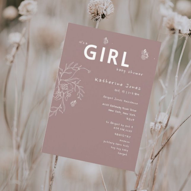 Convite Borboleta É uma Chá de fraldas de Rapariga (Criador carregado)