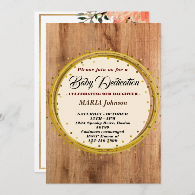 Convite Borboleta Feminina Aquarela Floral Dedicação de Be (Frente/Verso)