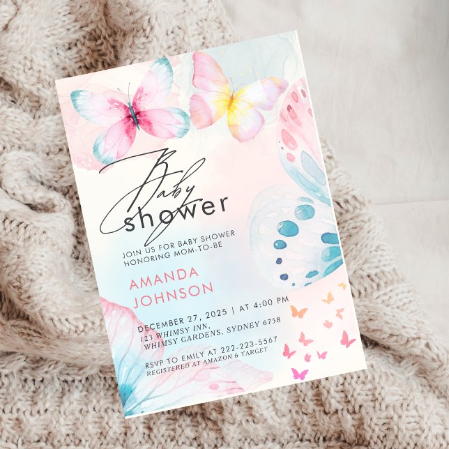 Convite Borboleta Flor Chá de fraldas Floral de Flor Selva (Criador carregado)