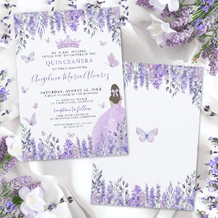 Convite Borboleta Floral Água-forte Roxo Quinceanera