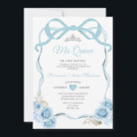 Convite Borboleta Floral Azul Elegante Mis Quince<br><div class="desc">EDITABLE Elegante Dusty Blue Floral Butterfly Mis Quince Convite Elegante Quinceañera Blue Floral Silver Convite Mis Quince 15 Anos,  16 Anos Aniversário</div>